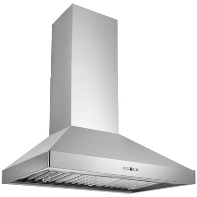 Wolf 54 in. Chimney Style Range Hood, Ducted Venting & 3 Halogen Lights -  Stainless Steel
