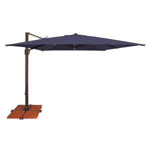 SimplyShade Bali Pro 10' Square Cantilever in Sunbrella Fabric with Built-In StarLights - Navy, Navy, hires