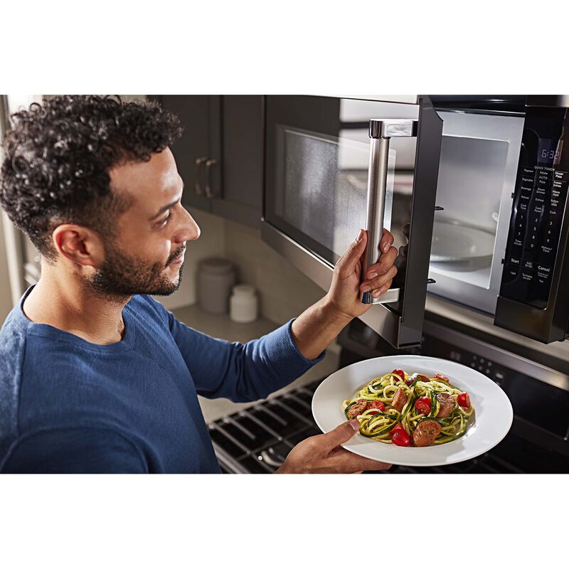 KitchenAid 2-cu ft 1000-Watt Over-the-Range Microwave with Sensor Cooking (Stainless  Steel with Printshield Finish) in the Over-the-Range Microwaves department  at