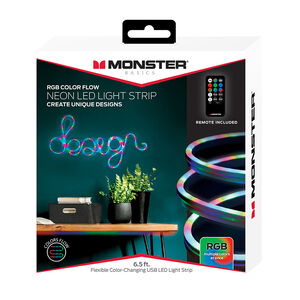 Monster Neon Flow Multi-Color LED Light Strip with USB Plug-in and Remote,  6.5 ft.