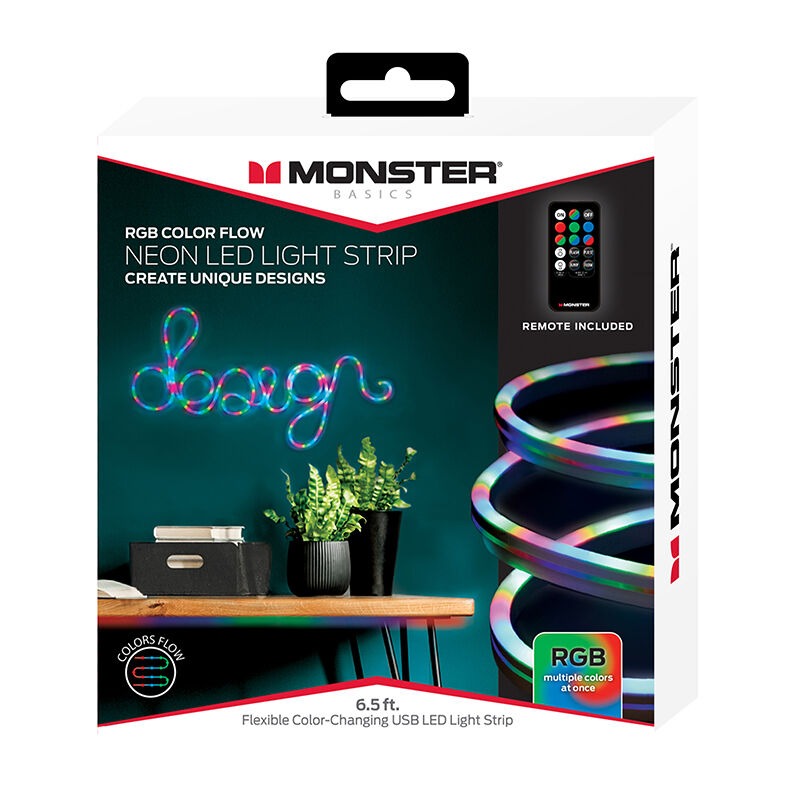 Monster Neon Flow Multi-Color LED Light Strip with USB Plug-in and Remote,  6.5 ft. Richard  Son