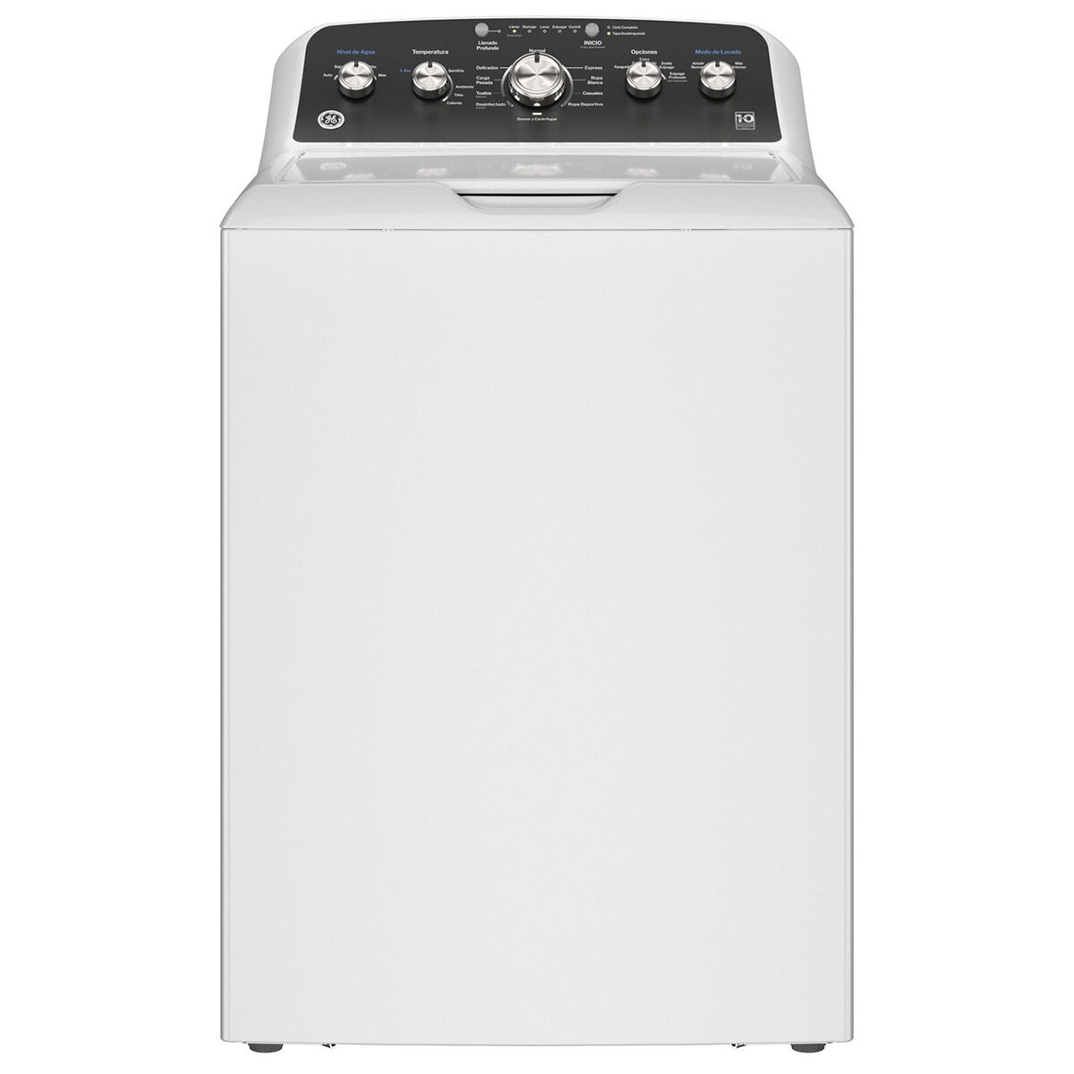 GE 27 in. 4.5 cu. ft. Top Load Washer with Spanish Panel, Wash Modes Soak,  Power, True Dual-Action Agitator & Sanitize with Oxi - White