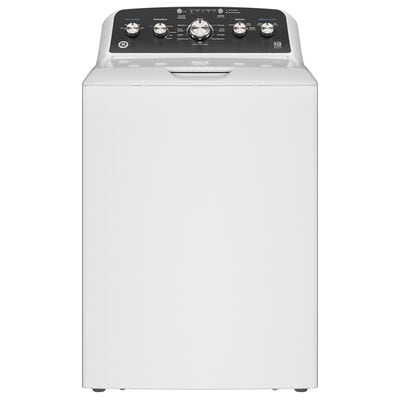 GE 27 in. 4.5 cu. ft. Top Load Washer with Spanish Panel, Wash Modes Soak, Power, True Dual-Action Agitator & Sanitize with Oxi - White | ETW485ASWWB