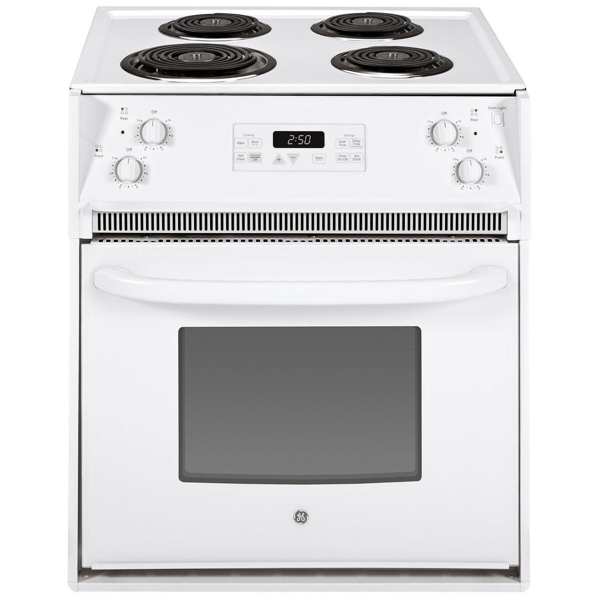 GE 27 in. 3.0 cu. ft. Oven Drop-In Electric Range with 4 Coil Burners -  White