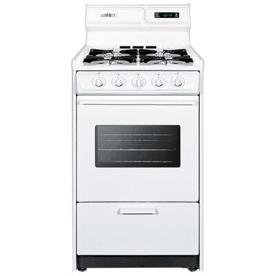 Summit 20 in. 2.4 cu. ft. Oven Freestanding Natural Gas Range with 4 Open Burners - White | WNM1307KW