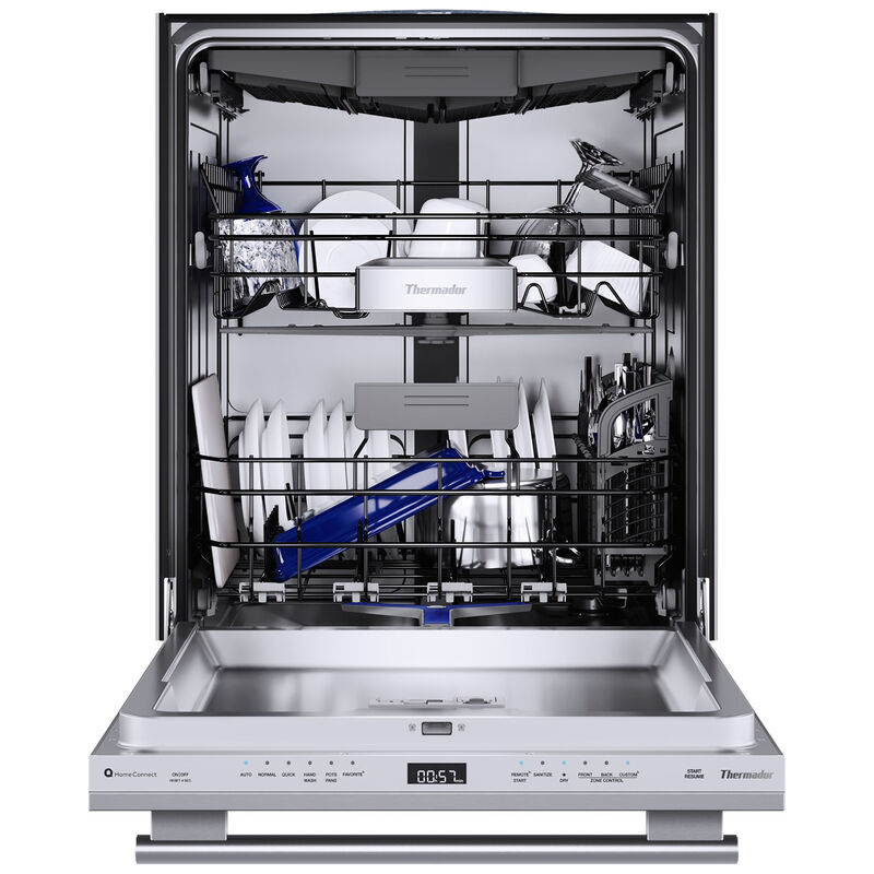 Thermador Sapphire Series 24 in. Top Control Smart Dishwasher with 44 dBA Sound Level, 3rd-Rack & StarDry - Stainless Steel, Stainless Steel, hires