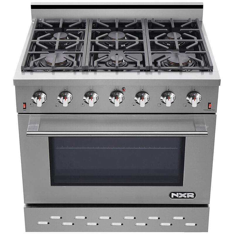 NXR 36 in. 5.5 cu. ft. Convection Oven Freestanding LP Gas Range with 6 Sealed Burners - Stainless Steel, , hires