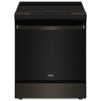 Whirlpool 30 in. 6.4 cu. ft. Air Fry Convection Oven Slide-In Electric Range with 4 Induction Zones - Black with Stainless Steel | WSIS5030RV