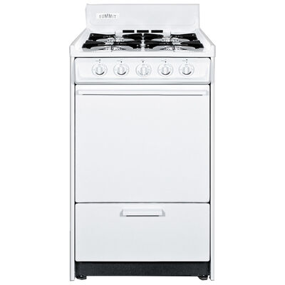 Summit 20 in. 2.5 cu. ft. Oven Freestanding Gas Range with 4 Open Burners - White | WNM110P