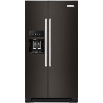 KitchenAid 36 in. 19.9 cu. ft. Counter Depth Side-by-Side Refrigerator With External Ice & Water Dispenser - Black Stainless Steel | KRSC700HBS