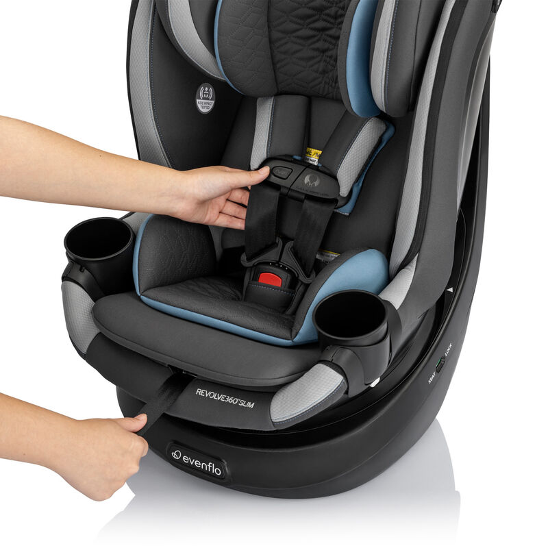 Evenflo Revolve360 Slim 2-in-1 Rotational Car Seat with Quick Clean Cover - Stow Blue, Stow Blue, hires