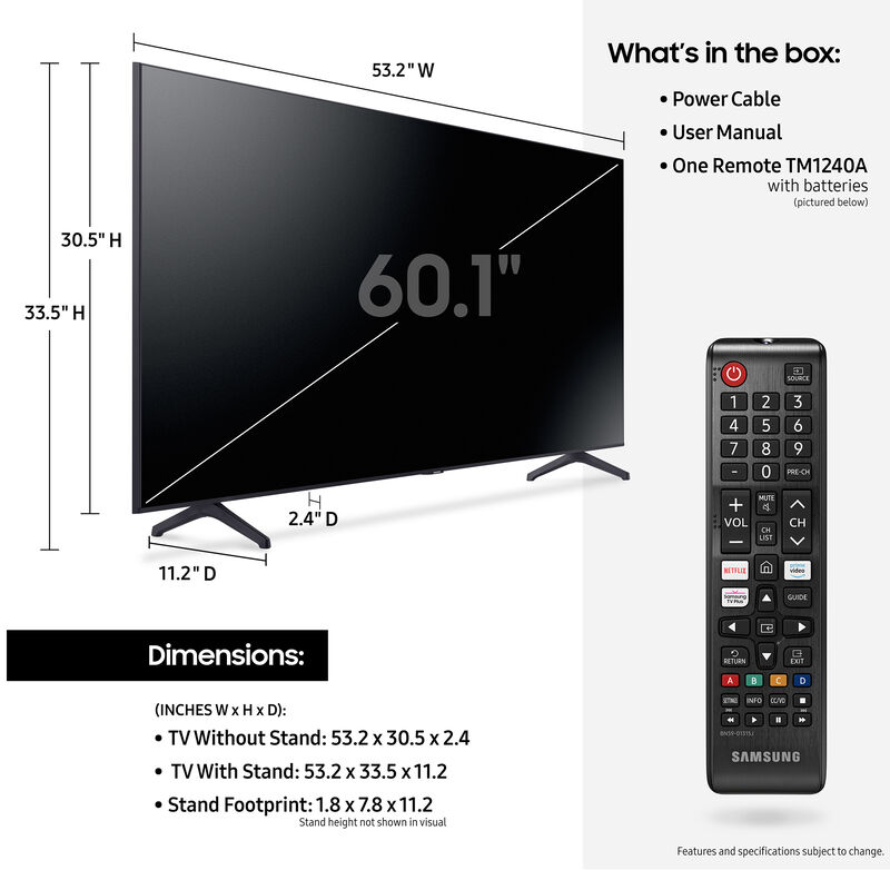 kubus huis repertoire Samsung TU7000 Series 60" 4K (2160p) UHD Smart LED TV with HDR (2021 Model)  | P.C. Richard & Son