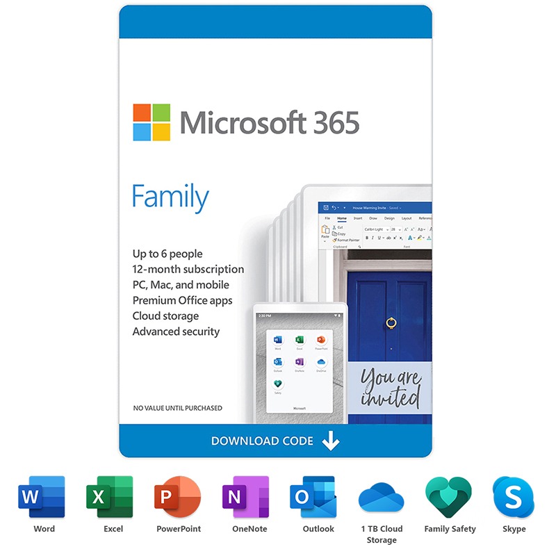 Microsoft 365 Family 12-Month Subscription, Up to 6 people with 1TB ...