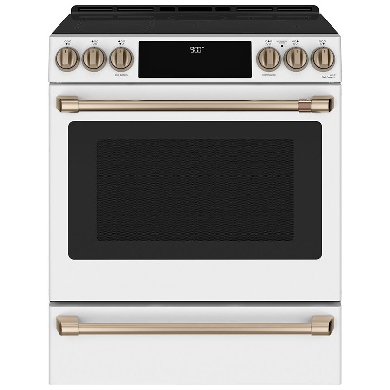 Cafe 30 Free Standing Electric Range Matte White With Brushed