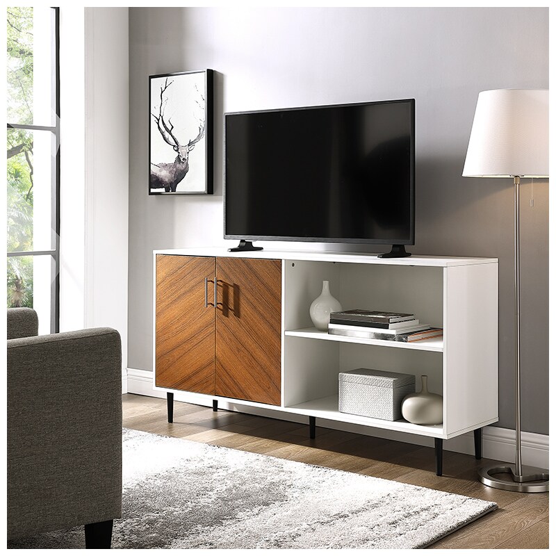 Walker Edison 58 Modern Wood Tv Stand Storage Cabinet White