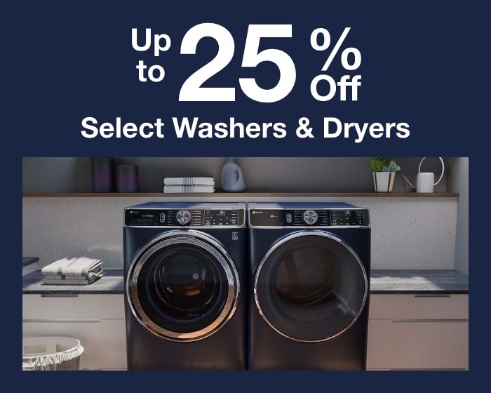 Up to 25% off select washers & dryers