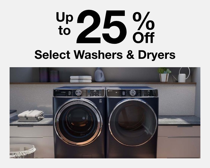 Up to 25% off select washers & dryers