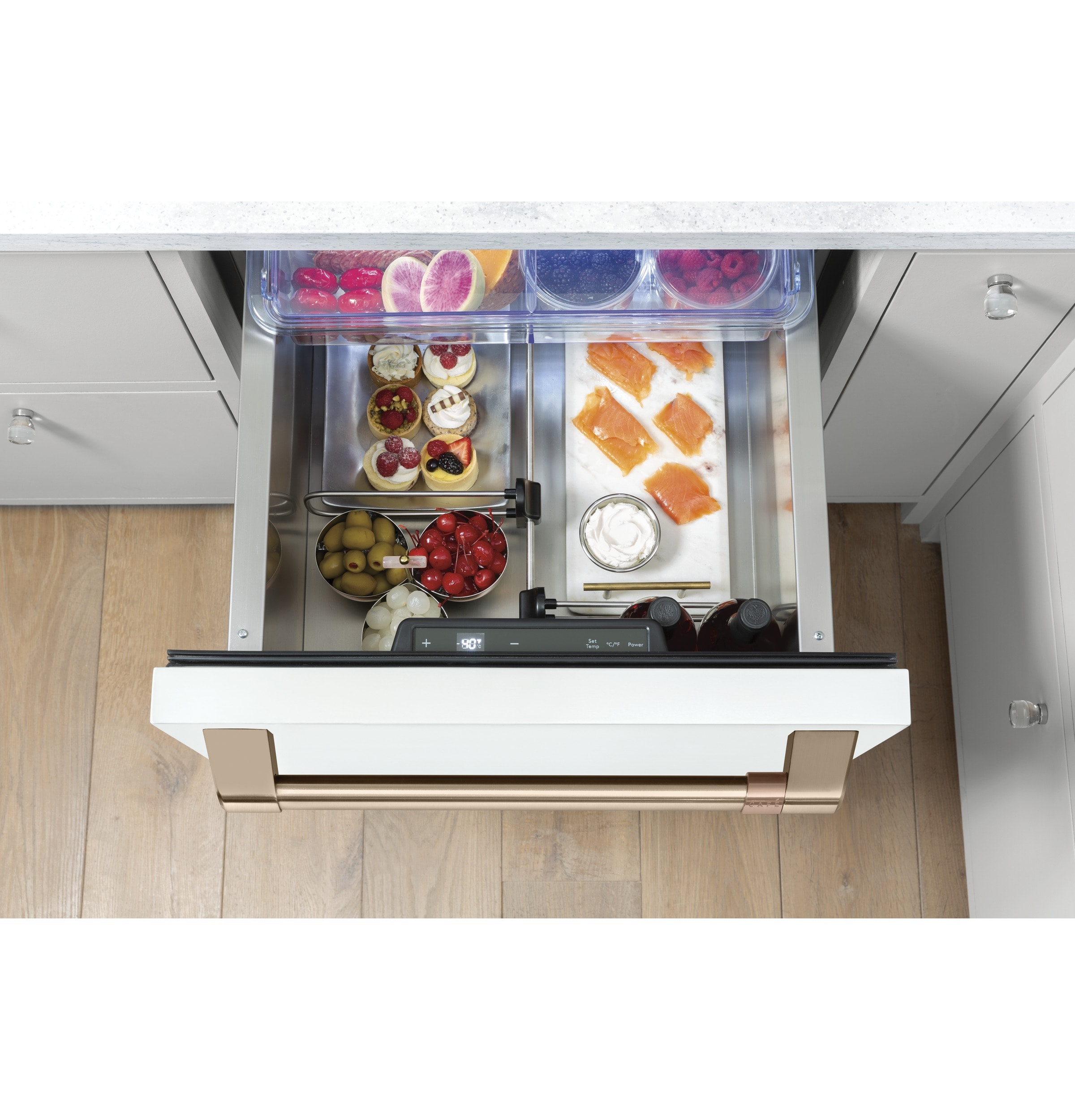 Cafe Refrigerator model CDE06RP4NW2, Consistent style from the inside out