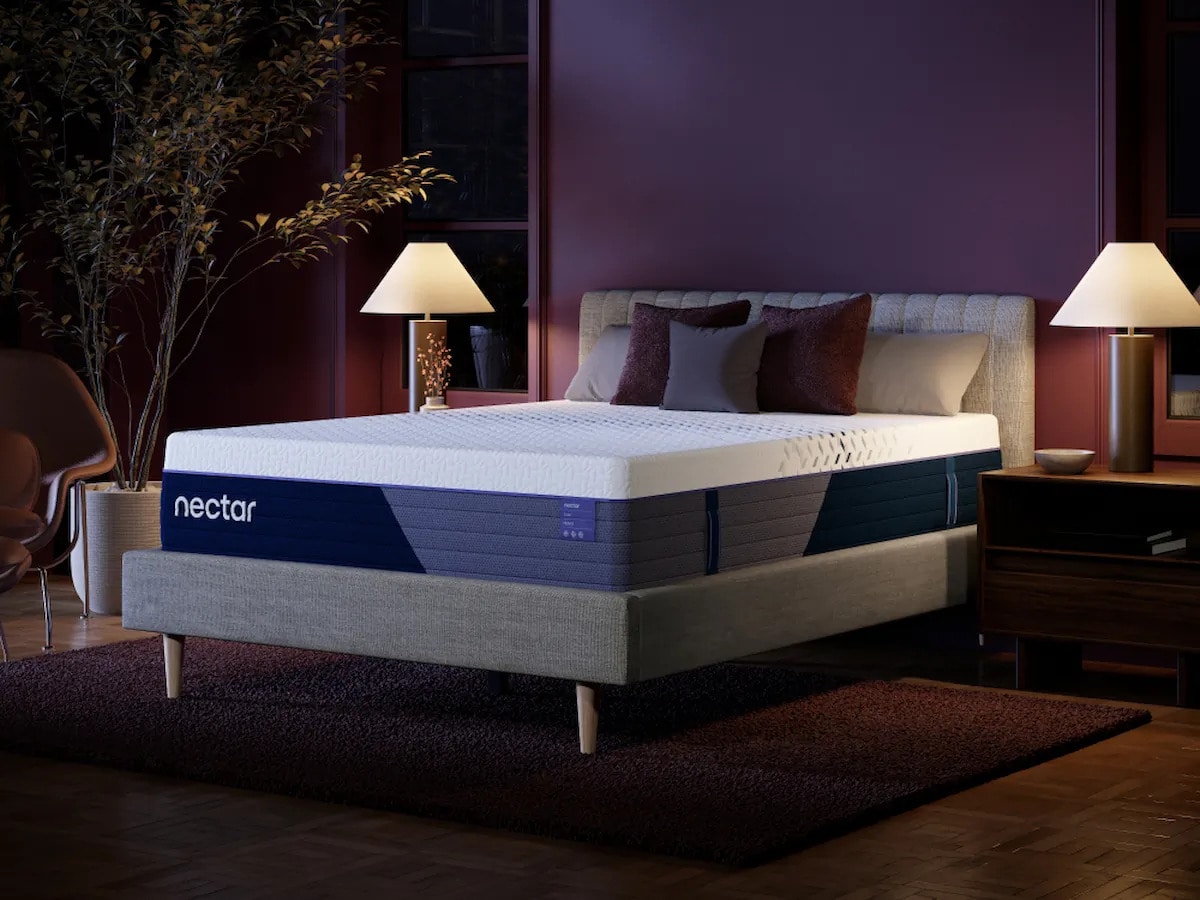 Nectar 5 Luxe Hybrid Mattress, front right-angled lifestyle view