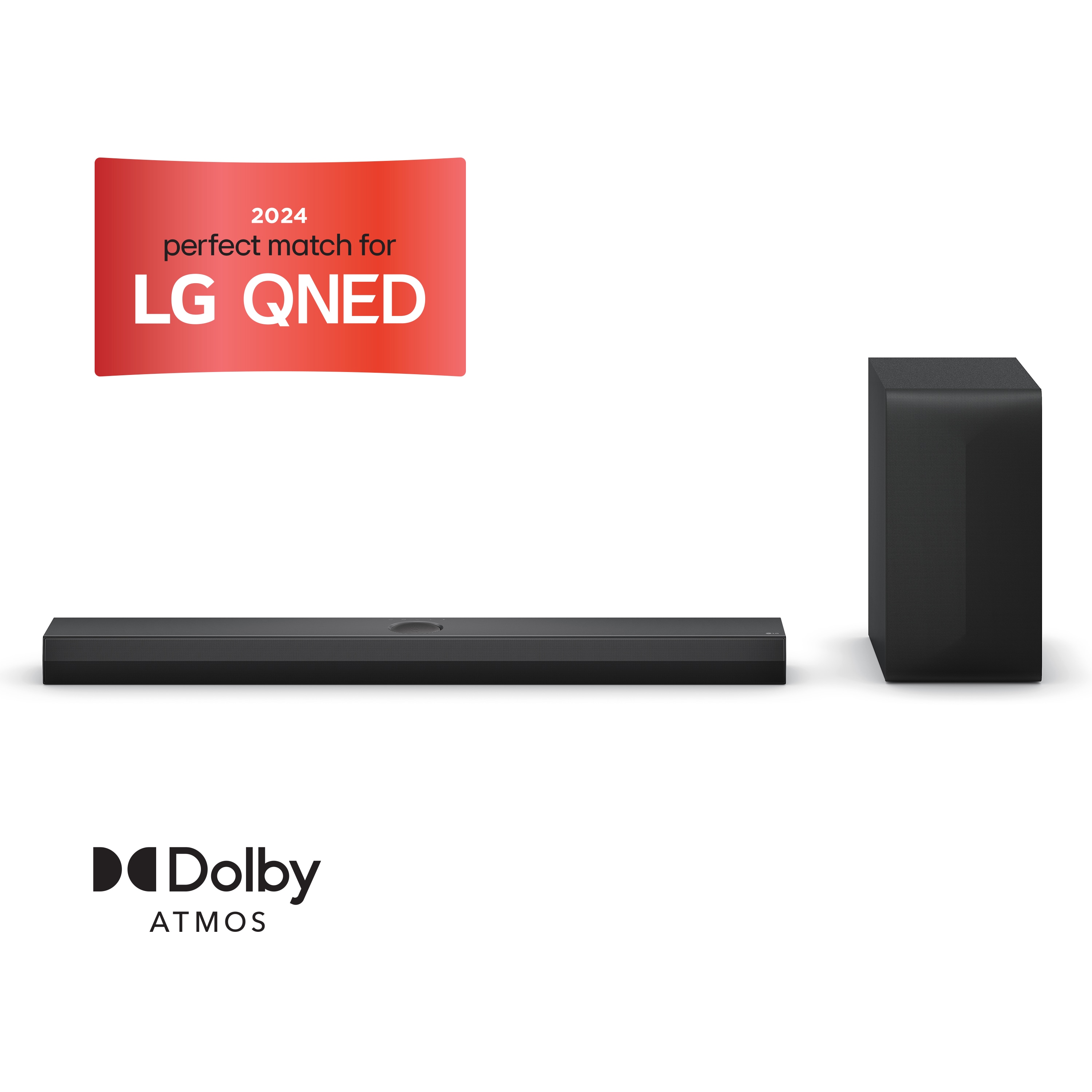 LG soundbar model S70TY, front facing image with QNED badge