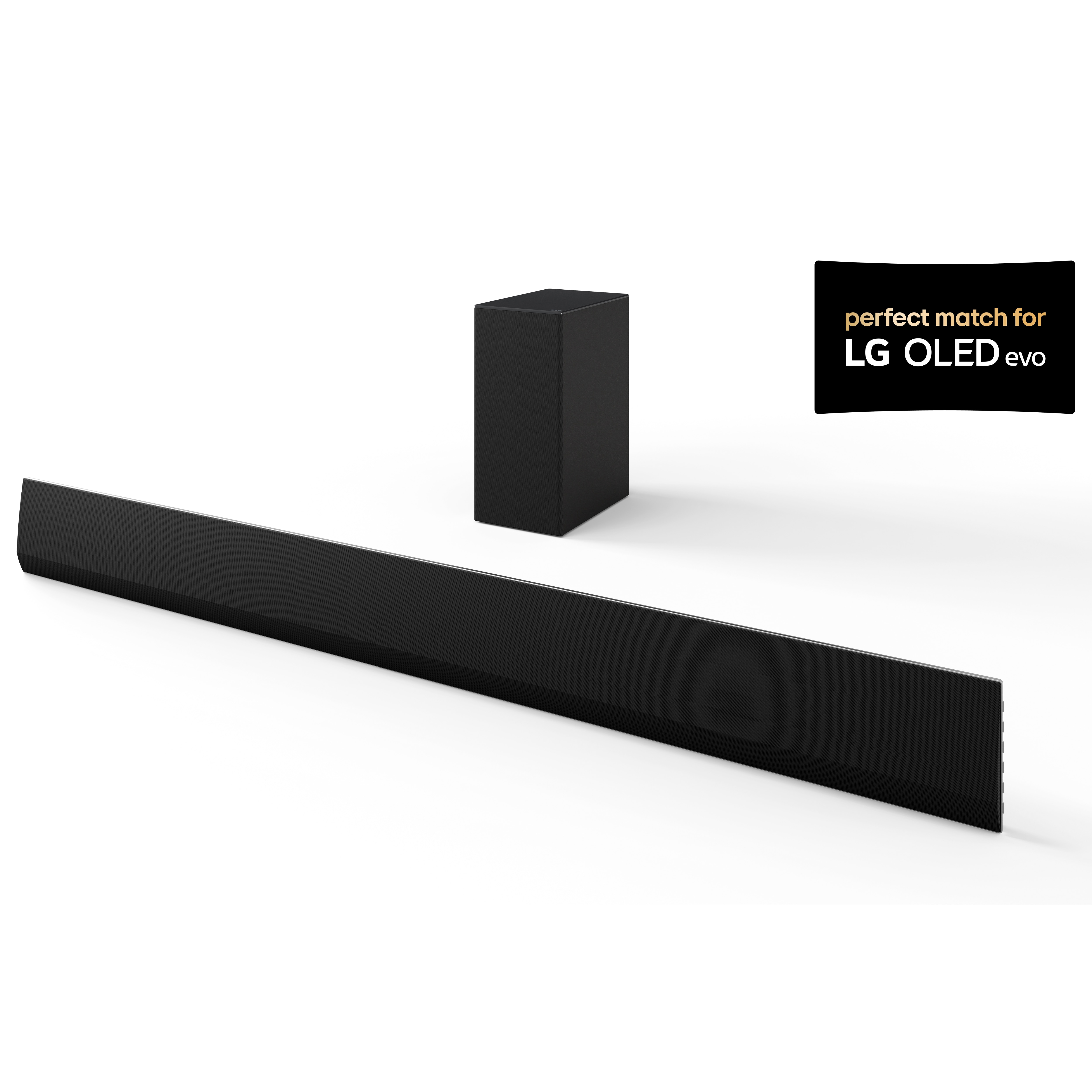 LG Soundbar model SG10TY, left angled image with badge