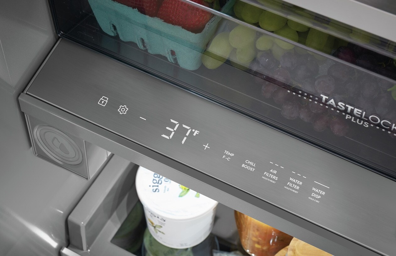 Cafe Refrigerator Sleek Touch-to-Wake Controls