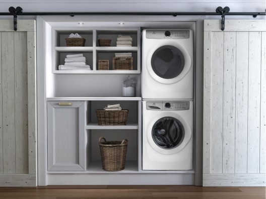 stackable washer and dryer in closet