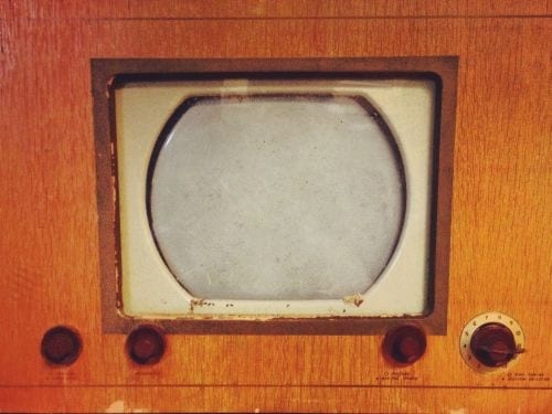 Vintage console TV with wooden frame