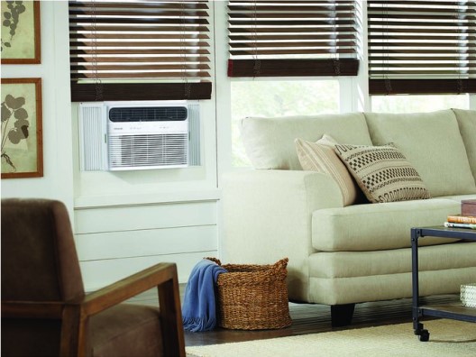 A window air conditioner in a living room