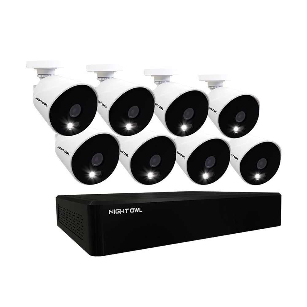 Night Owl - 16 Channel 8 Camera 1080p HD Indoor/Outdoor Wired DVR Surveillance System with 1TB Hard Drive - Black/White (DP2-161-8L)