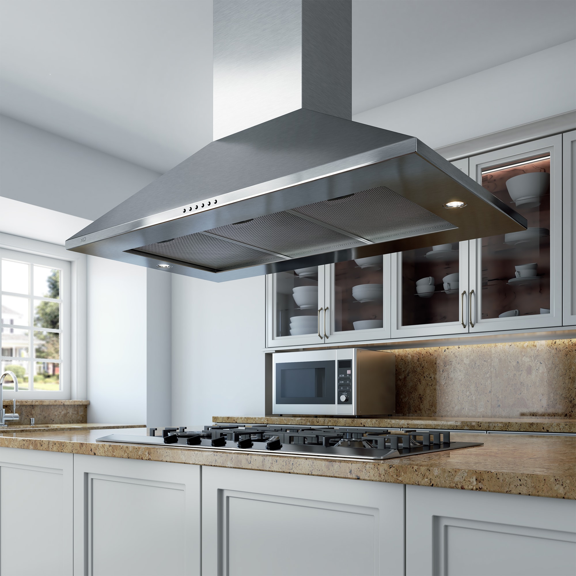 XO 42 In Chimney Style Range Hood With 3 Speed Settings 600 CFM   AZ3 XOBI42SC 