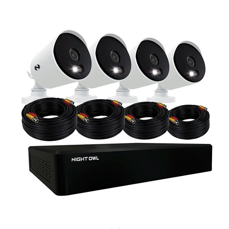 Night Owl - Expandable Wired DVR with Pre-Installed 1TB Hard Drive and (4) 4K Ultra HD Wired Spotlight Cameras (DP8-121-4L)