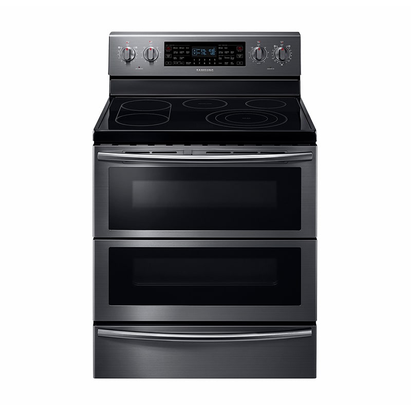 Samsung 30" Freestanding Electric Range with 5 Smoothtop Burners, 5.9 Cu. Ft. Double Oven & Warming Drawer - Black Stainless Steel (NE59J7850WG)