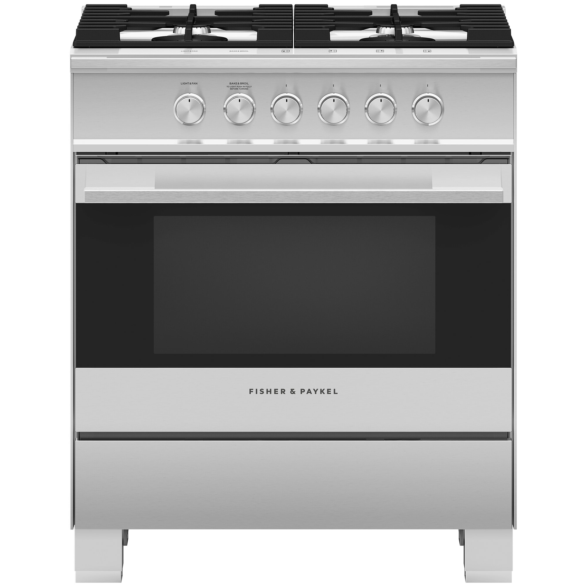 Fisher & Paykel Contemporary Series 30" Freestanding Gas Range with 4 Sealed Burners, 3.5 Cu. Ft. Single Oven & Storage Drawer - Stainless Steel (OR30SDG4X1)