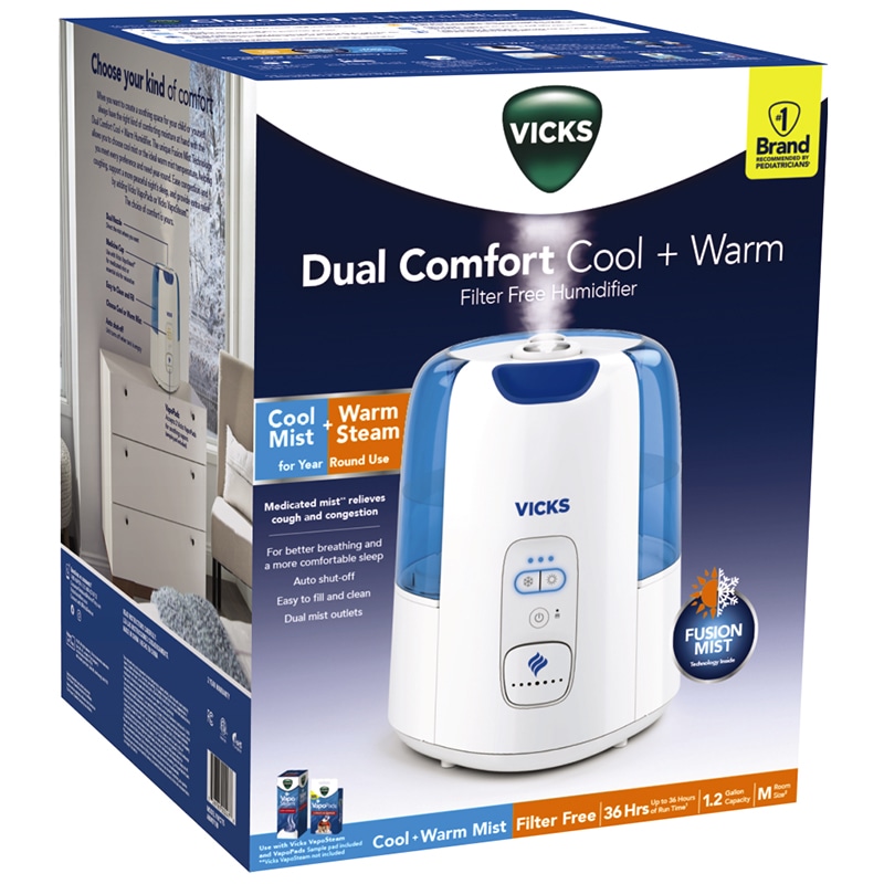 Vicks Cool And Warm Mist Humidifier With 3 Speed Settings And Removable Tank White Pc Richard 6930