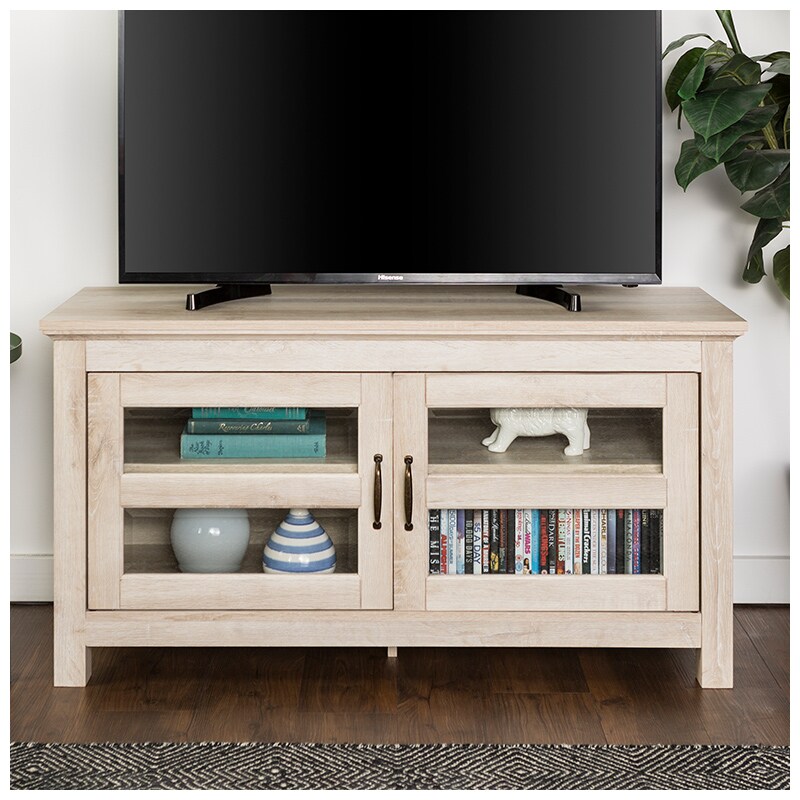 Walker Edison 44" Wood TV Media Stand Storage Console - White Oak (RLQ44CFDWO)