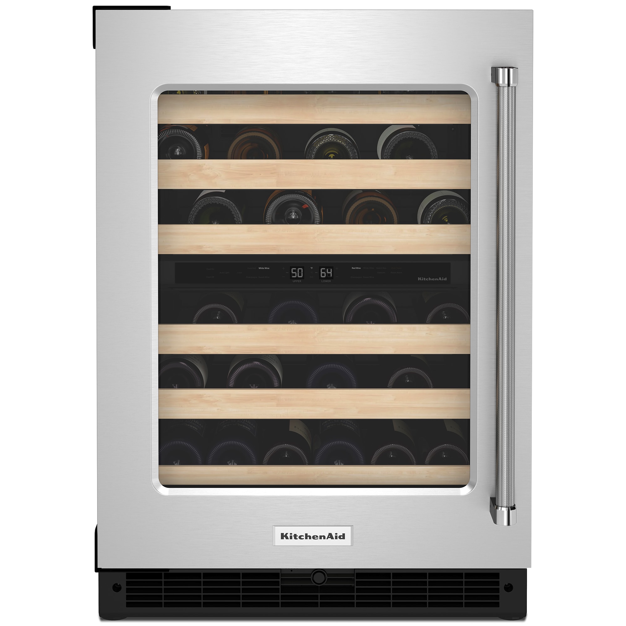 KitchenAid 24 in. Undercounter Wine Cooler with Wood Front Racks, Dual ...