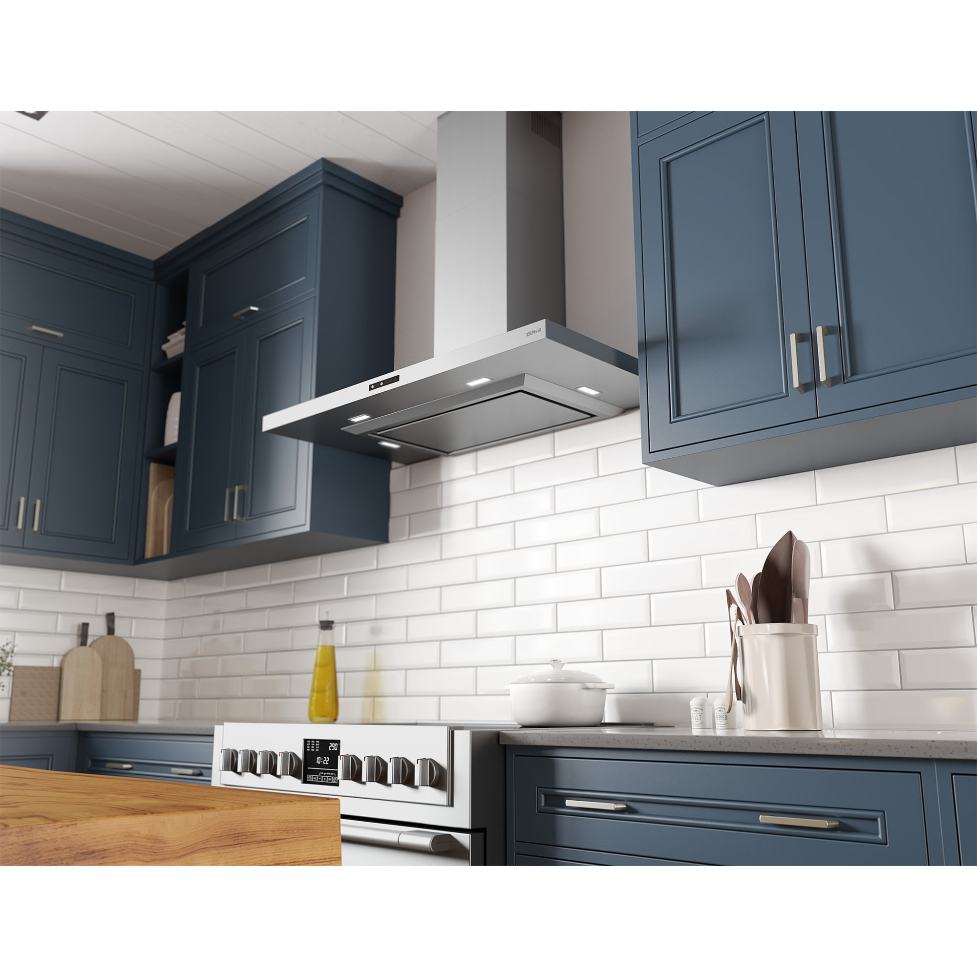 Zephyr 42 In Chimney Style Range Hood With 3 Speed Settings Ducted   AZ6 DLA E42ASSX 