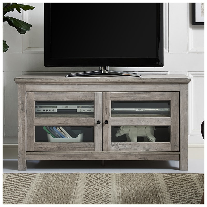 Walker Edison 44" Wood TV Media Stand Storage Console - Grey Wash (RLQ44CFDGW)