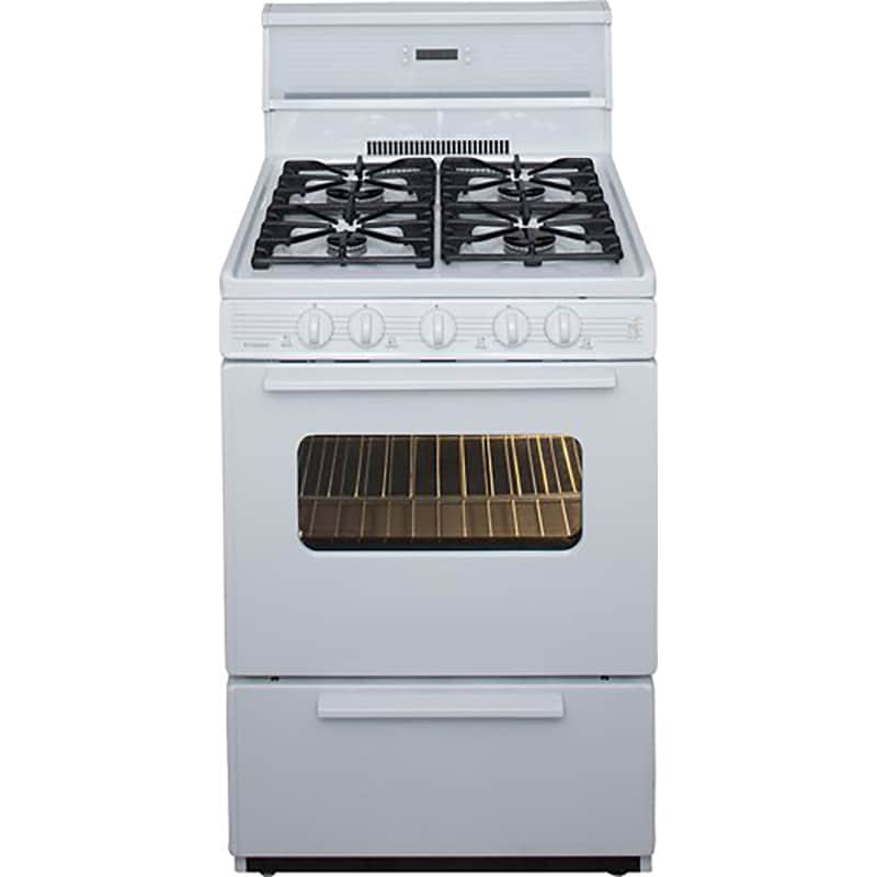 Premier 24" Freestanding Gas Range with 4 Sealed Burners, 3.0 Cu. Ft. Single Oven & Broiler Drawer - White (SJK2400)