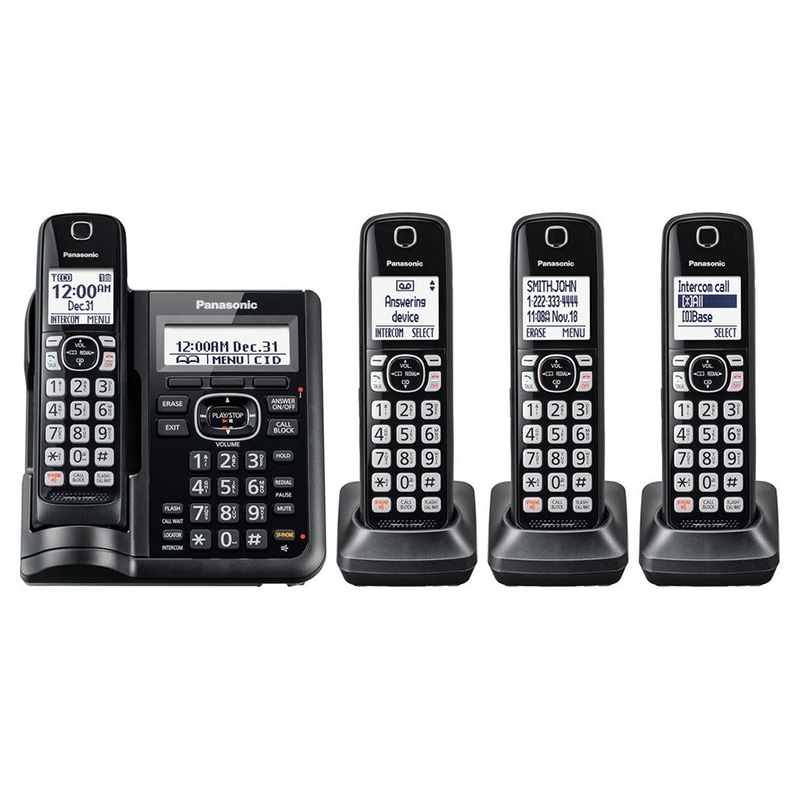 Panasonic KXTGF544B Cordless Phone with Call Block Power Backup Baby Monitor - 4 Handsets - BLACK (KXTGF544B)