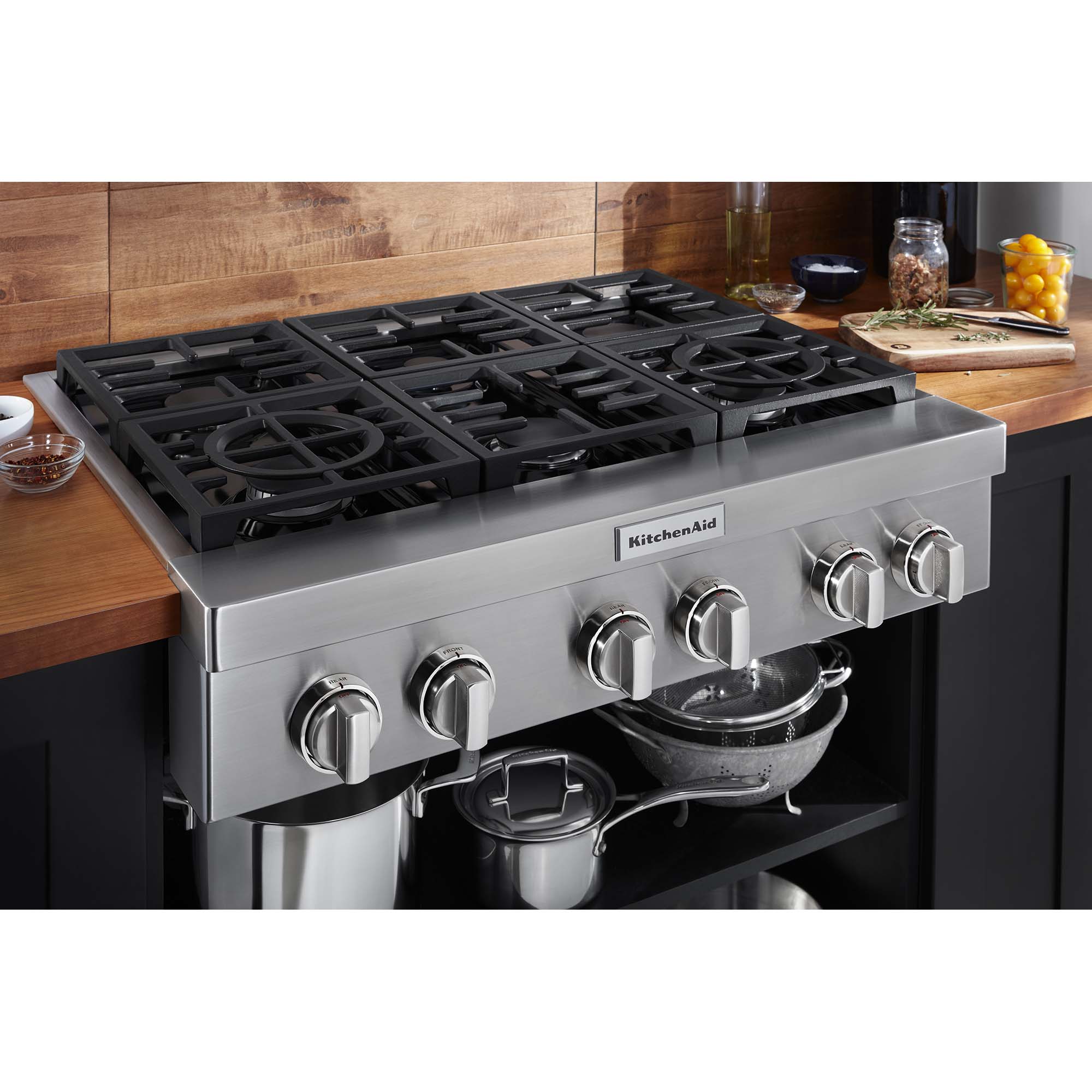 KitchenAid 36 in. 6-Burner Natural Gas Rangetop with Simmer - Stainless ...