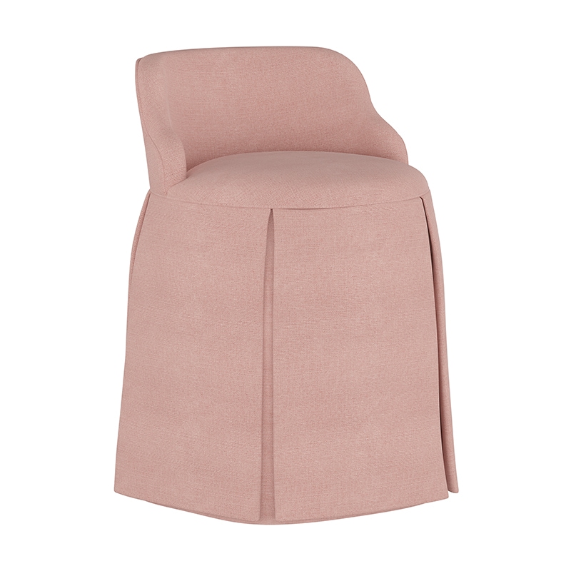 Skyline Furniture Skirted Vanity Chair in Linen Fabric - Blush (16-1SKLNNBLS)