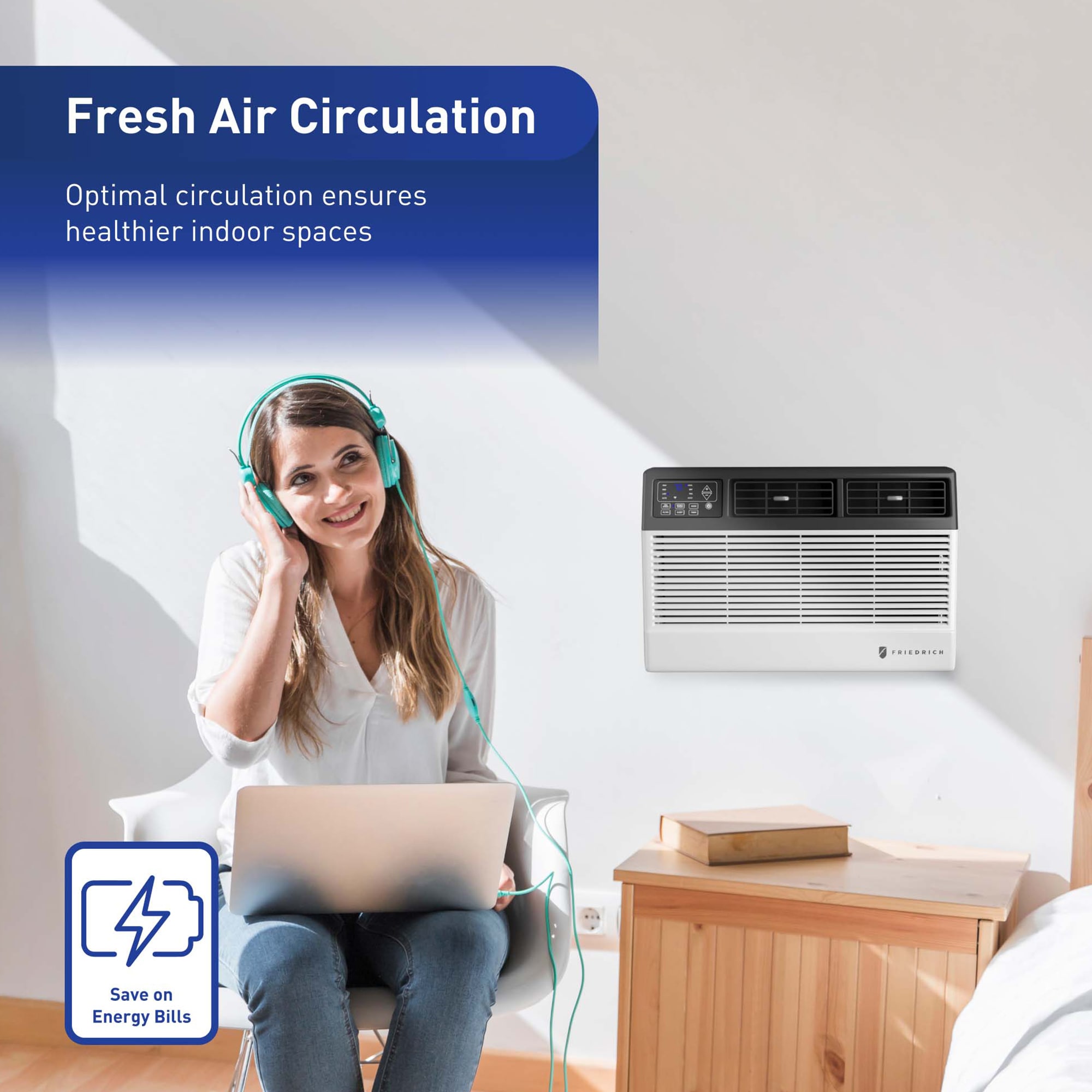 Friedrich Chill Premier Series 8 000 Btu Heat Cool Smart Window Wall Air Conditioner With 3 Fan