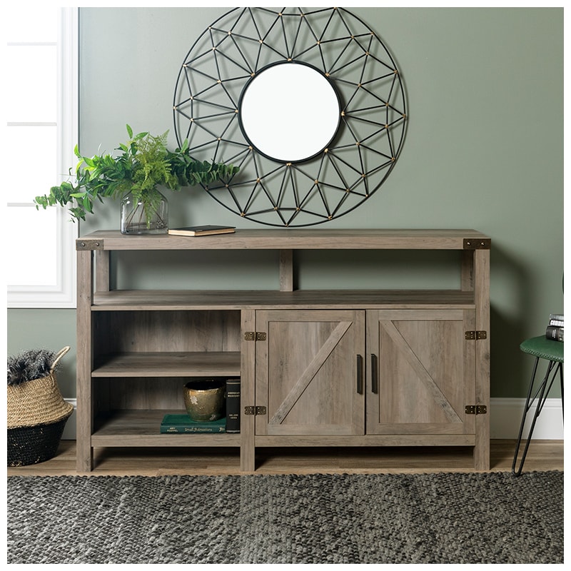 Walker Edison 58" Farmhouse Wood TV Stand Storage Console - Grey Wash (RL58BDHBGW)