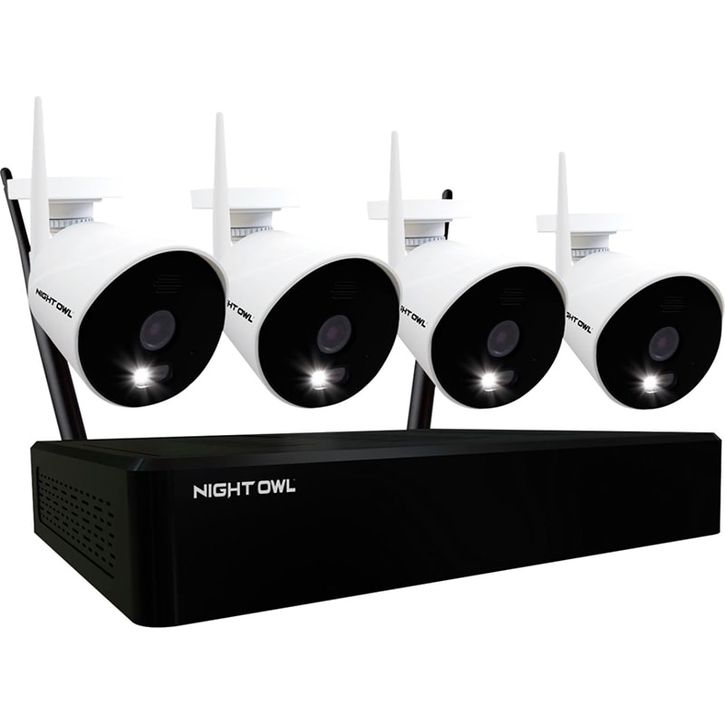 Night Owl - Expandable 10 Channel Wi-Fi NVR with (4) 1080p Wi-Fi IP Spotlight Cameras and 1TB Hard Drive (WNIP2-4L1)