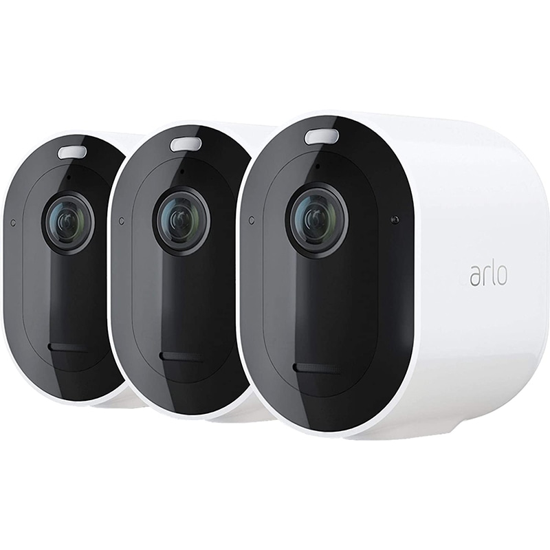 Arlo - Pro 4 Spotlight Camera - Indoor/Outdoor 2K Wire-Free Security Camera with Color Night Vision (3-pack) (VMC4350P-100NAS)