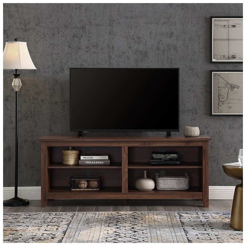 Walker Edison 58" Wood TV Media Stand Storage Console - Dark Walnut (RL58CSPDW)