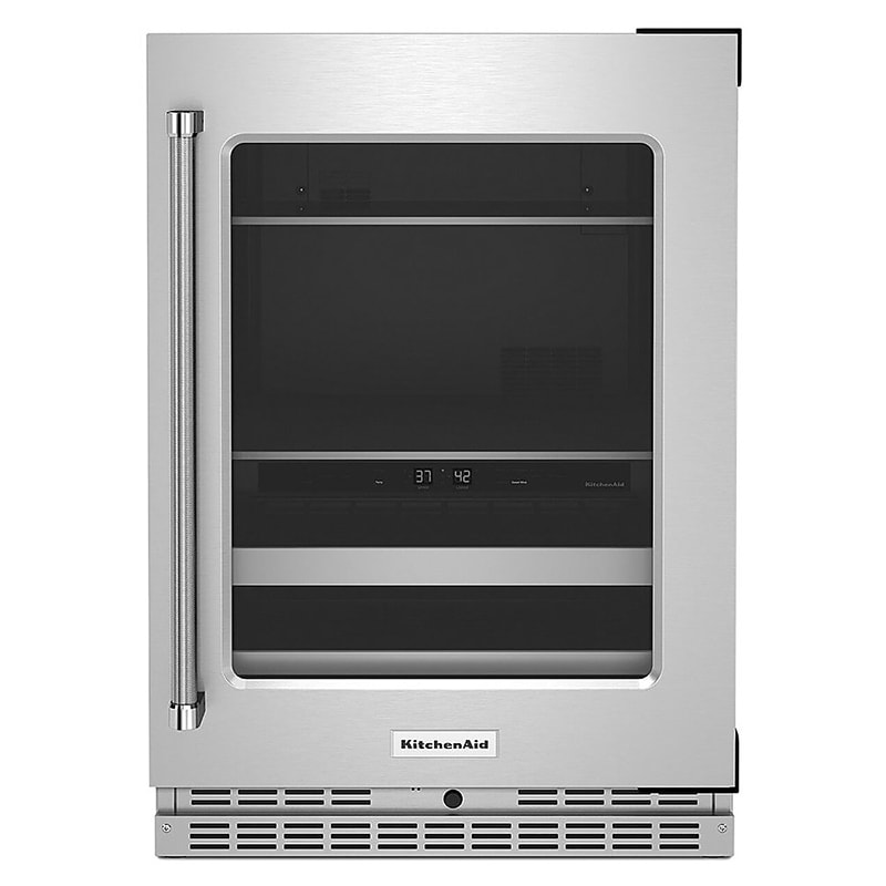 KitchenAid 24" 4.8 Cu. Ft. Beverage Center with 14 BottlesCapacity, Dual Temperature Zone & Digital Control - Stainless Steel (KUBR314KSS)