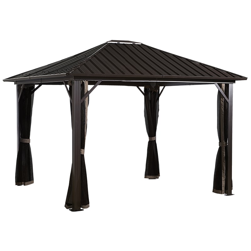 ShelterLogic Genova Hardtop Gazebo, 12 ft. x 12 ft. Dark Brown | P.C ...